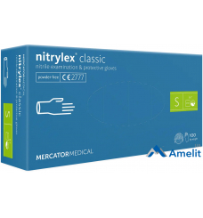 Рукавички нітрилові, Nitrylex Classic (S),без пудри (Mercator Medical), 100 шт.